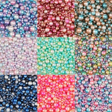 250PCS 4 6 8 10mm Mixed No Hole ABS Imitation Pearl Beads Loose Beads For Nail Art DIY Craft Scrapbook Decoration
