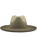 Men Woolen Cap Cowboy Tie-dye Winter Fedora Hat Big Brim For Men Jazz Hats Two-color British Hat 2020