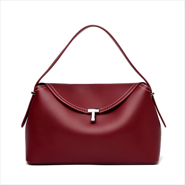 Leather flip-top fashion handbag for women