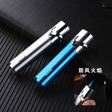 Boutique cylinder metal Windproof Jet Butane Torch Turbo Straight Cigarette cigar pipe Inflatable gas Lighter Accessories