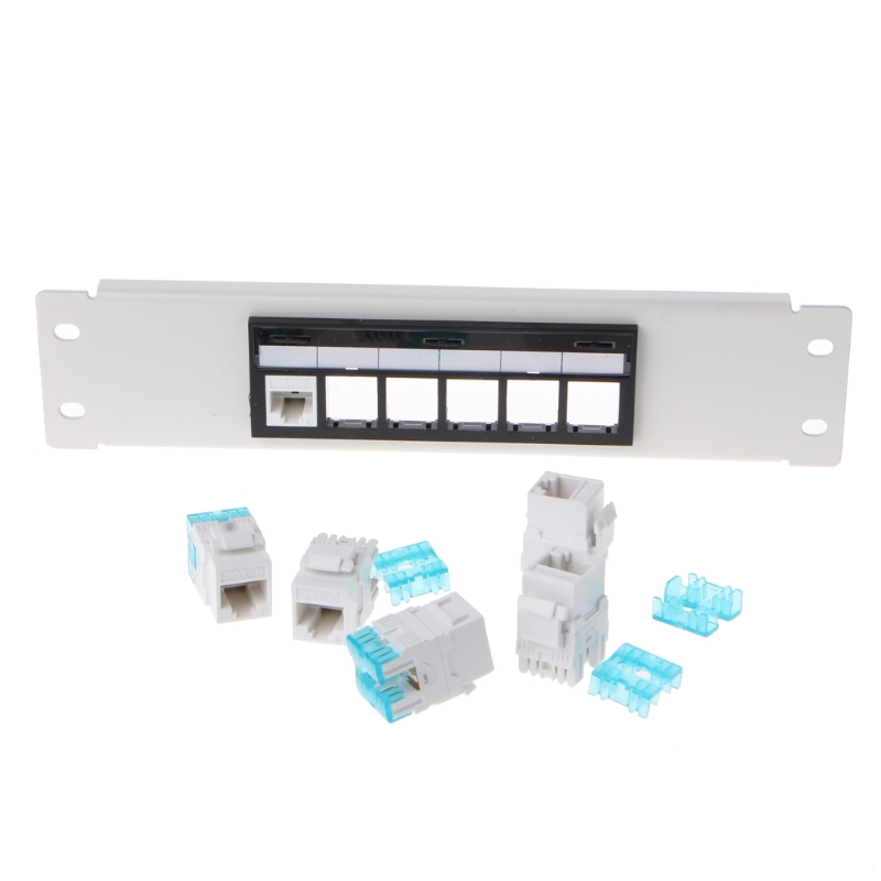 RJ45 CAT6 6 Ports Patch Panel Frame With RJ45 Keyston Module Jack Connector