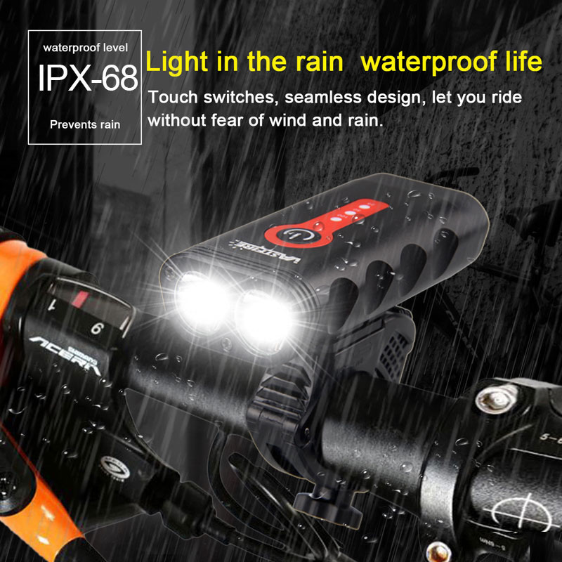Upgrade USB Rechargeable Bicycle Light Waterproof L2 LED Front Bike Headlight 5 Modes Safety MTB Cycling Torch Built-in Battery