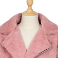 Korean fashion lapel zipper plush jacket Pure color fur collar casual Outwear Autumn winter Children Girls windproof Warm coat