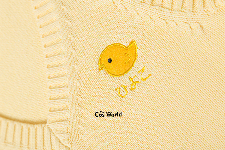 XS-XXL Spring Autumn Yellow Chick Sleeveless Knit Vests Pullovers V Neck Sweaters For JK School Uniform Student Clothes