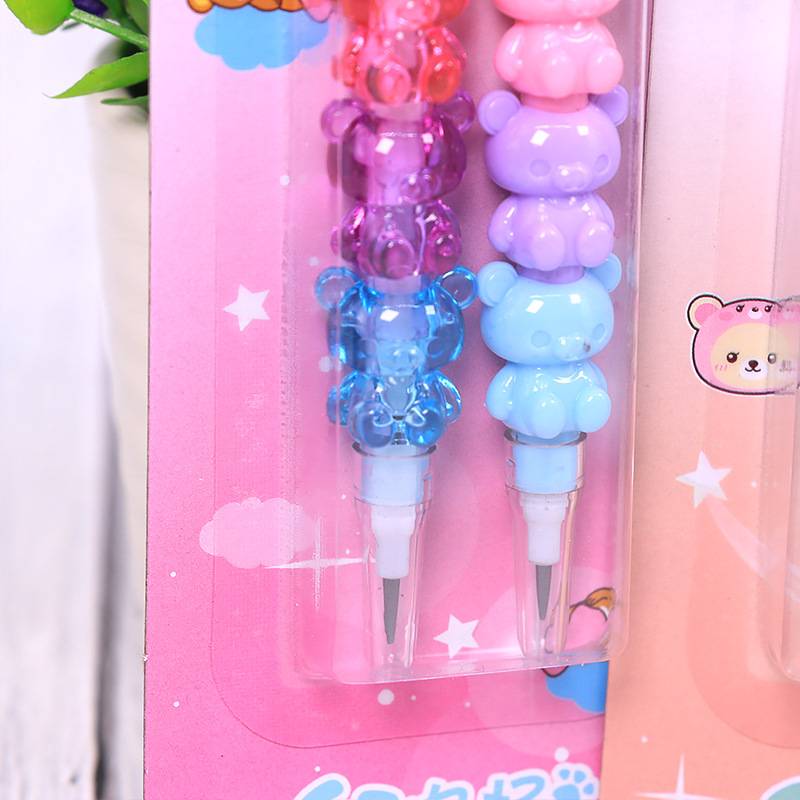 2Pcs/set Cute Bear Colorful Non-sharpening Pencils Student Writing Pens School Office Supplies Pencil for Kids Stationery Gift