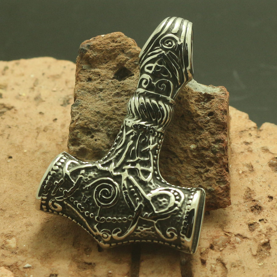 316L Stainless Steel Cool Big Heavy Thor's Hammer Vikings Pendant Newest