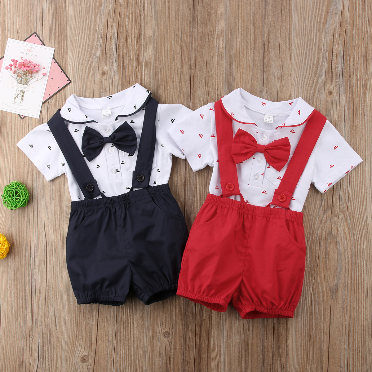 2PCS Set Baby Boy Clothes Girls Romper Infant Jumpsuit+Pants Shorts Kids Outfit