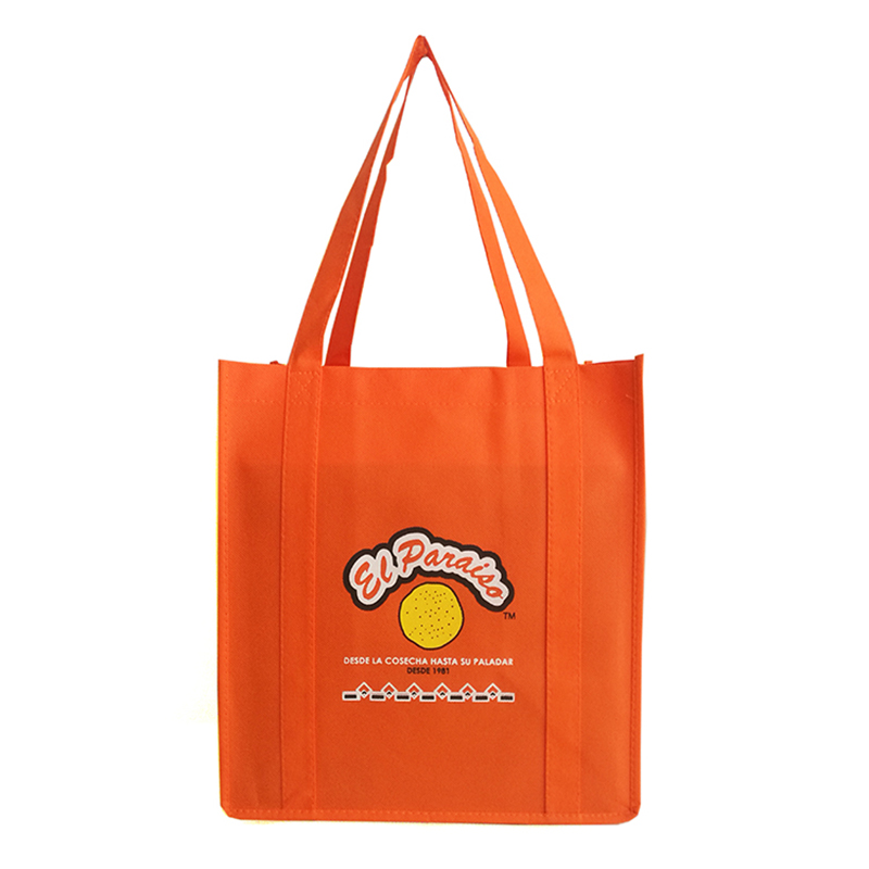 1000pcs/Lot Promotional 100g Thick Bag Reusable Orange Grocery Non Woven Shopping Bag with Long Handle for Shoes Clothing Store