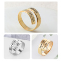 Personalized Gift Customized Engraved Name Stainless Steel Adjustable Rings for Women Anniversary Jewelry (JewelOra RI102973)