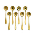 8 Pieces Stainless Steel Creative Flower Coffee Spoon Tableware Tea Spoons Ice Cream Spoon Set 4 Colors for opetion