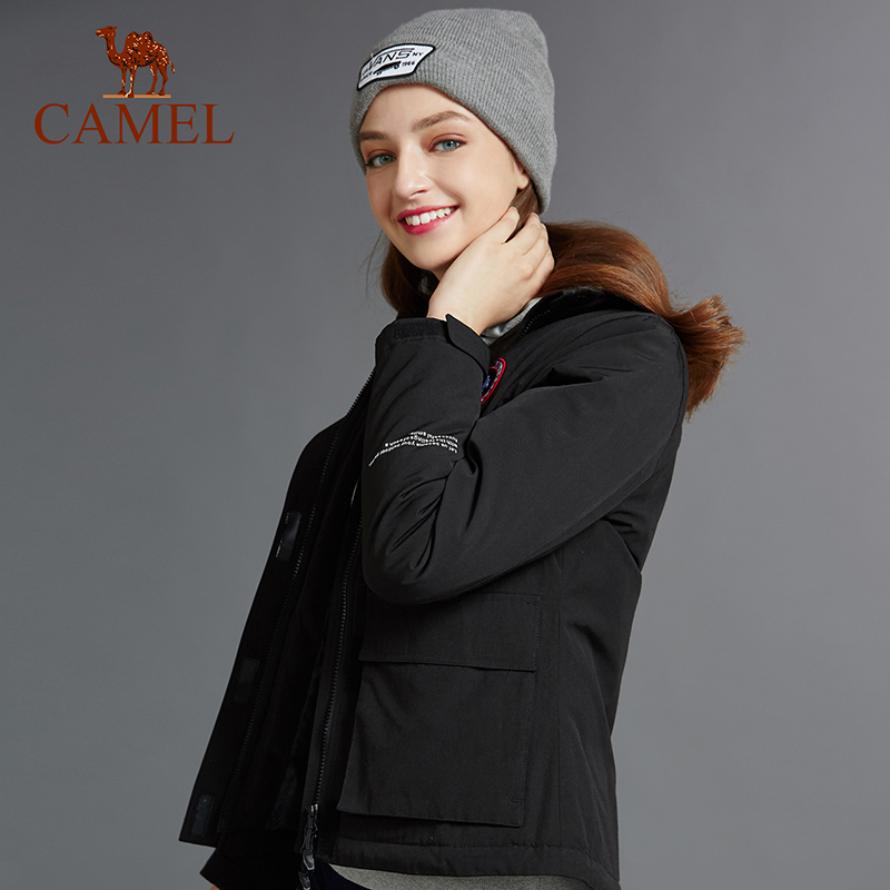 CAMEL New Women Winter 90% Content White Duck Down Jacket Ultralight Down Jacket Casual Outerwear Snow Warm Fur Coat