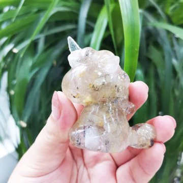 Natural Tumbled Stone Crystal Unicorn Animal Figurine Hand Carvd Crafts Healing Gemstone Gift Home Decoration
