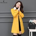 PinkyIsblack Turn Down Collar Long Wool Coat Elegant Winter Woman Wool Blend Coats Slim Type Female Pockets Warm Coat Outerwear