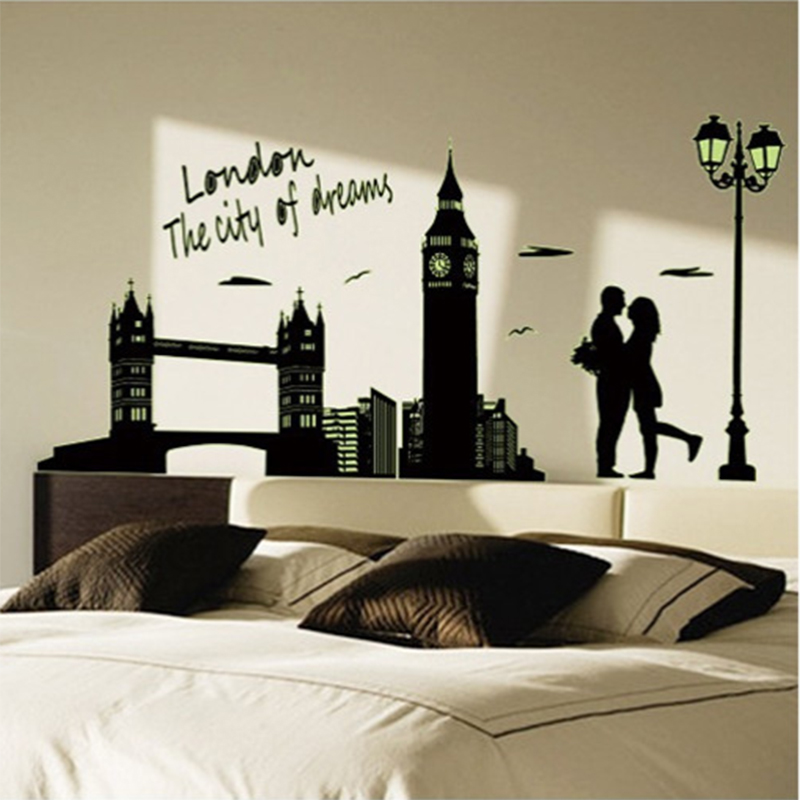 London Building Wall Decal City Silhouette England Dubai Scape Wall Decal Murals Living Room Office Wall Art Rotterdam Skyline