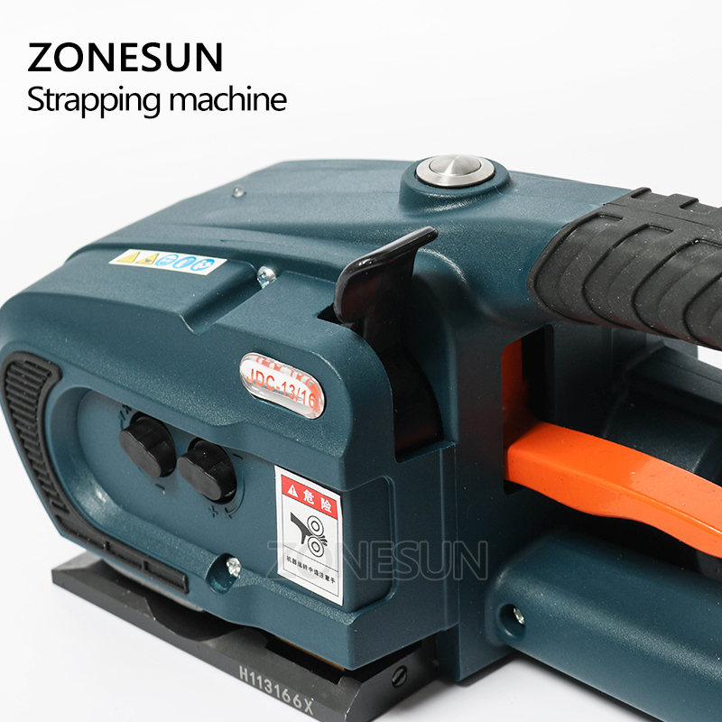 ZONESUN Strapping Machine for 13mm-16mm PET/ PP Plastic straps Battery Powered 4.0A/12V JDC wrapping Machine With 2 batteries