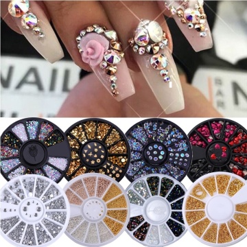 Nail Rhinestone Gold Silver Mixed Colorful Crystal Nail Studs Nail Beads 3D Nail Art Decorations Nail Accessories In Wheel