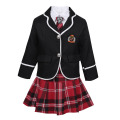 Kids Child Teens Japanese School Cosplay Students Costume Girls British Style School Uniform Coat with Shirt Tie Mini Skirt Set