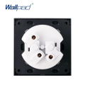 Wallpad L6 Black French Wall Socket Tempered Glass Panel Electrical Power Outlet 16A Round Design