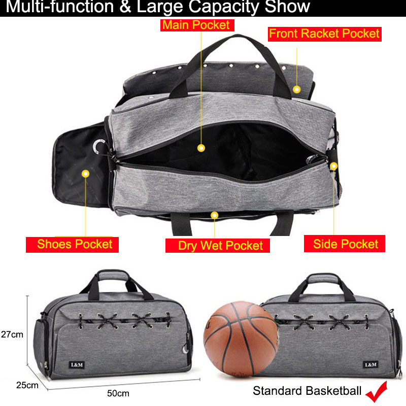 40L Gym Bags Fitness Dry Wet Handbags Men Travel Shoulder Bag For Shoes Professional Training Sac De Sport Basketball XA484WA