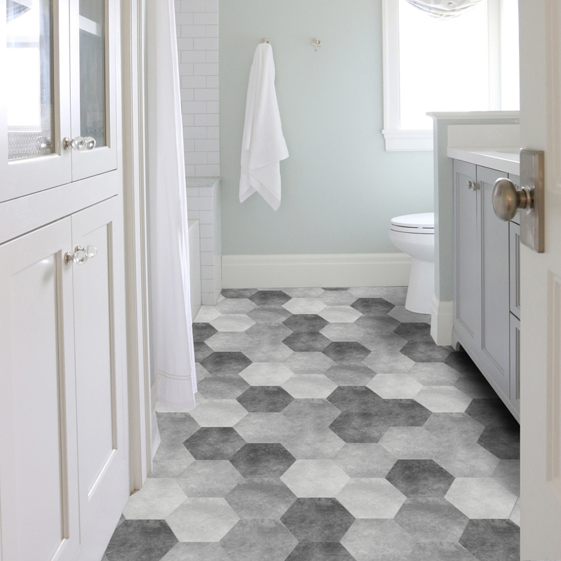Limestone Floor Stickers Kitchen Bathroom Waterproof Wear-resistant Removable Hexagonal Sticker Mural Home Decoration Supply