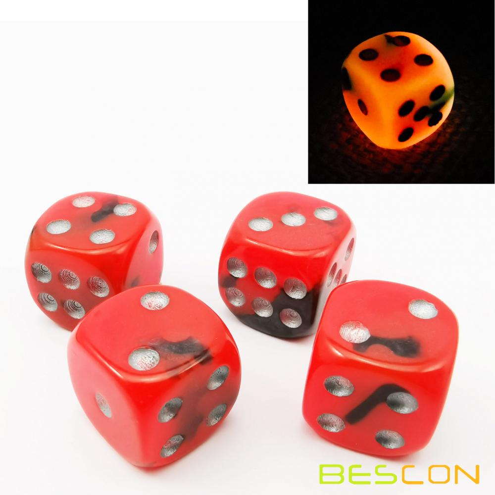 Glowing Board Game Dice 16mm D6 With Pips 5