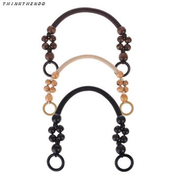 THINKTHENDO New 1 Pc Wood Bead Rope Bag Strap Handle Shoulder Belt for Handbag DIY Replacement Bag Parts Accessories