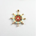 10pcs/pack Rose Gold Anchor Star Enamel Necklace Pendant 28*24mm Vintage Women Handmade Charm Man BabyGift Jewelry Craft 51530
