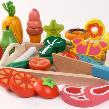 Wooden Food Kitchen Toys Simulation Vegetables Fruits Magnet Kitchen Toys Breakfast Children's Educational Play House Toys