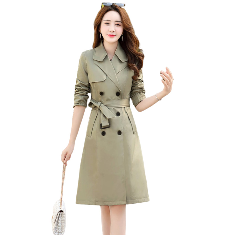 2020 Autumn New Women's Casual Trench Coat With Belt Oversize Double Breasted Vintage Long Windbreaker Female Outwear Loose P348