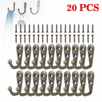 20pcs Wall Mounted Hook Single Robe Coat Hat Holder Key Hanger With 40 Pieces Screws Home Storage Hook Organize