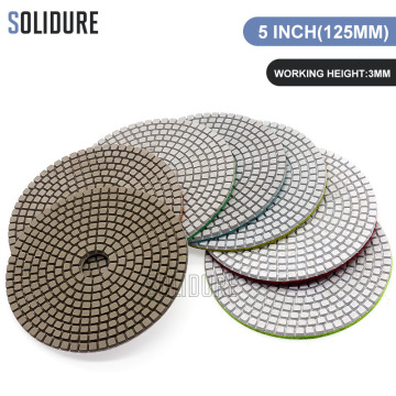 7pcs/lot 5 inch 125mm diamond marble polishing pads 3.0mm thickness for wet polishing granite,marble engineered stone