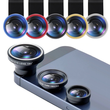 3PCS Phone Lens Fisheye Lens 3 in 1 Lenses Mobile Phone Clip Lens Wide Angle Lens Camera Macro Universal For Phone/Tablet TSLM1