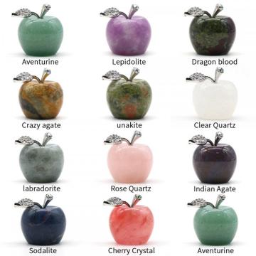 1.2Inch Carved Polished Gemstone Apple Crafts Statue Figurines Home Living Room Bedroom Decoration Gifts for Mom Girlfriend