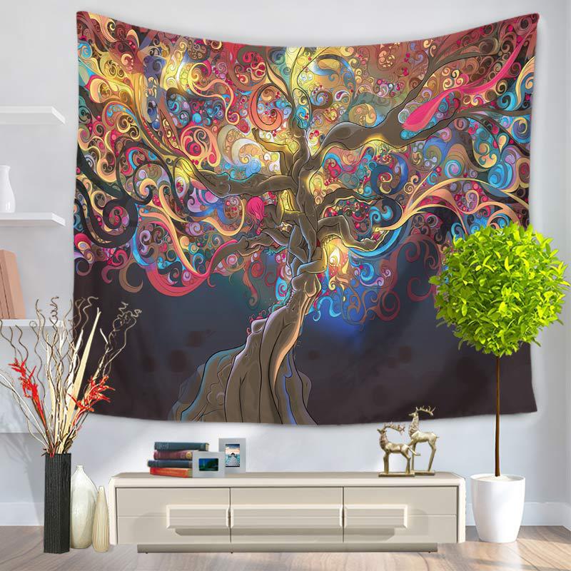 KYYZROZZZ Oil Painting Tree Tapestry Mandala Floral Wall Art Carpet 130cmx150cm 150cmx200cm Life Wall Tapestry Sheet