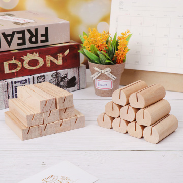 Desk Card Natural Wooden Notes Clips Photo Holder Clamps Stand Support Picture Frame Base Desktop Decor