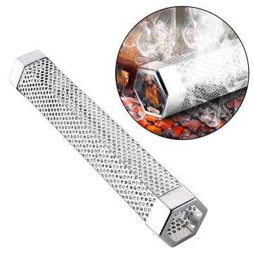 Stainless Steel Hexagon Barbecue Meat Grilling Stove Wood Chips Smoker Tube Box For Bacon Fish BBQ Outdoors Camping Tools