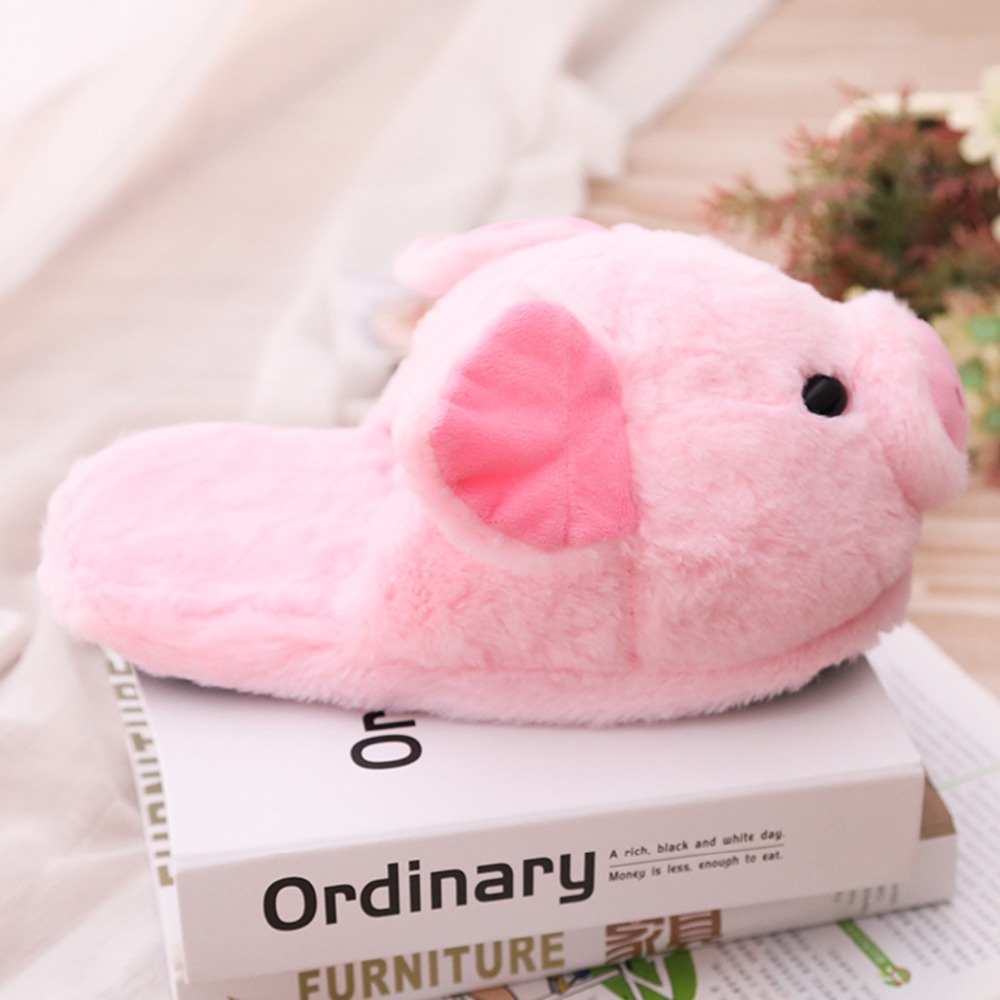 Dropshipping Cute Womens Warm Stuff Animal Slippers Funny Slippers Furry Pink Pig Slippers House Shoes