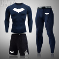 Batman Men's Compression Running Set Tight Legging Shirt Pant Long Sleeves Sport Clothing Teenager Tracksuit Suit Man Sportwear