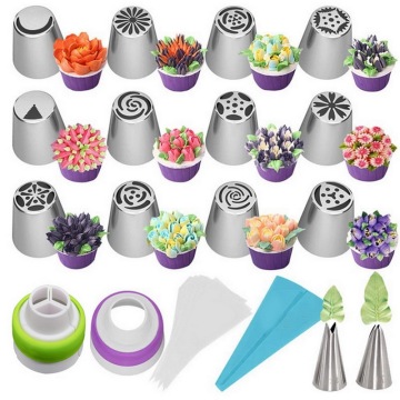 27Pcs/Set Tulip Icing Piping Nozzles Stainless Steel Flower Cream Pastry Tips Nozzles Bag Cupcake Cake Decorating Tools