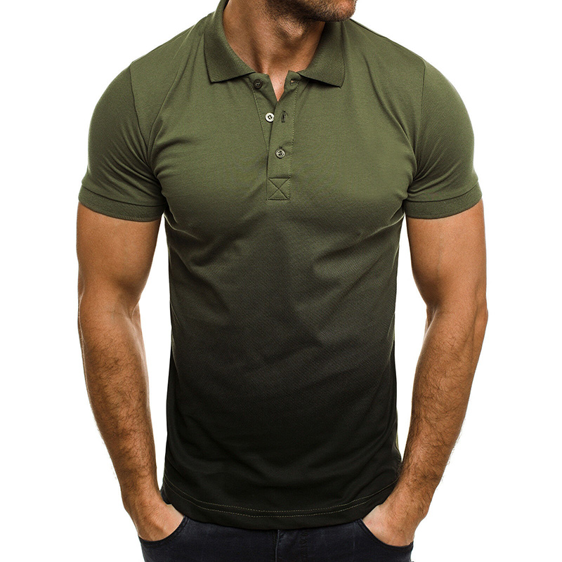 Men's Polo Shirts Cotton Gradient Slim Polo Shirt Men Clothing Casual Shirts for Men ropa hombre streetwear Polo Shirts male