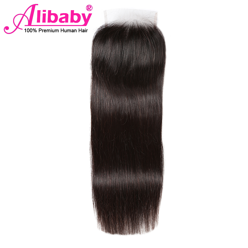 Swiss Lace Natural Color Brazilian Straight Human Hair Closure 4×4 Free Part Remy Natural Color 8"-22" Alibaby Hair