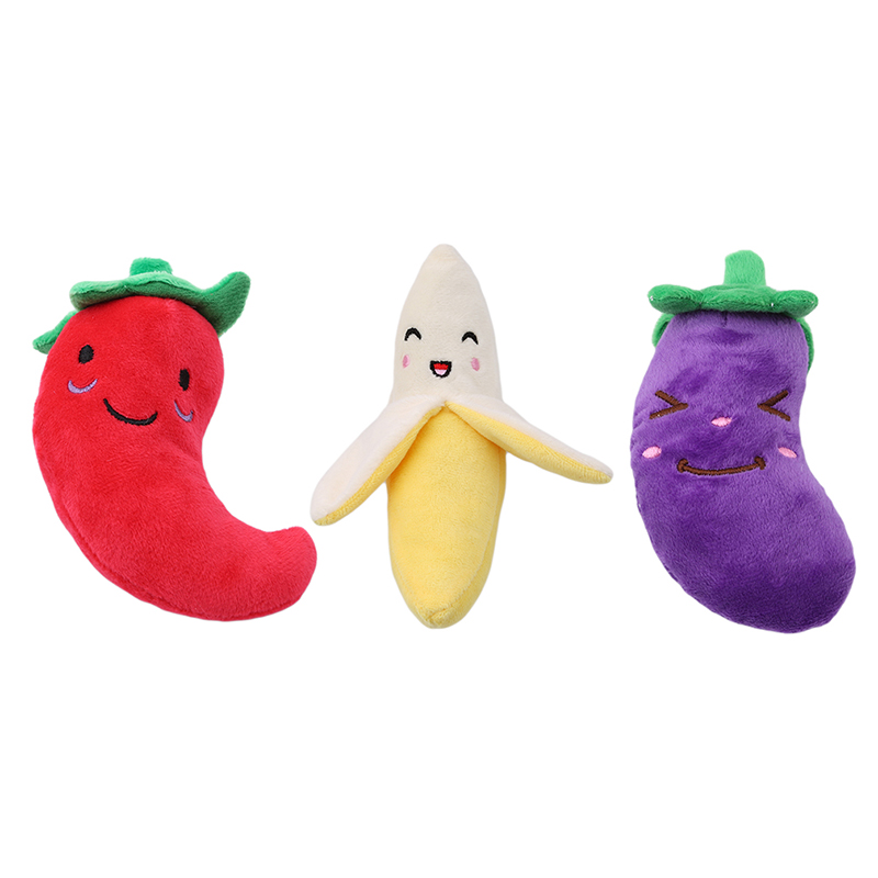 Cute Fruit Vegetable Shape Pet Dog Cat Squeaky Toy Sound Squeakers Toy Small Dog Chihuahua Dog Chew Plush Toy Pet Product