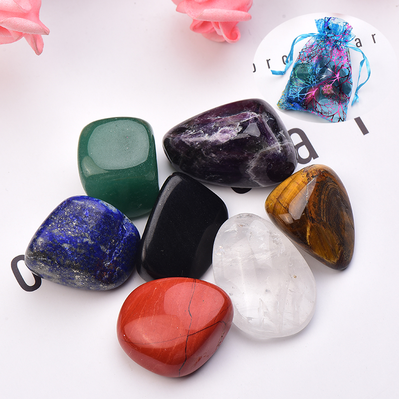 Natural Seven Chakra Stone 7Colors Set Yoga Chakra Irregular Reiki Healing Crystals Stone Polished Individual Stones Comfortable