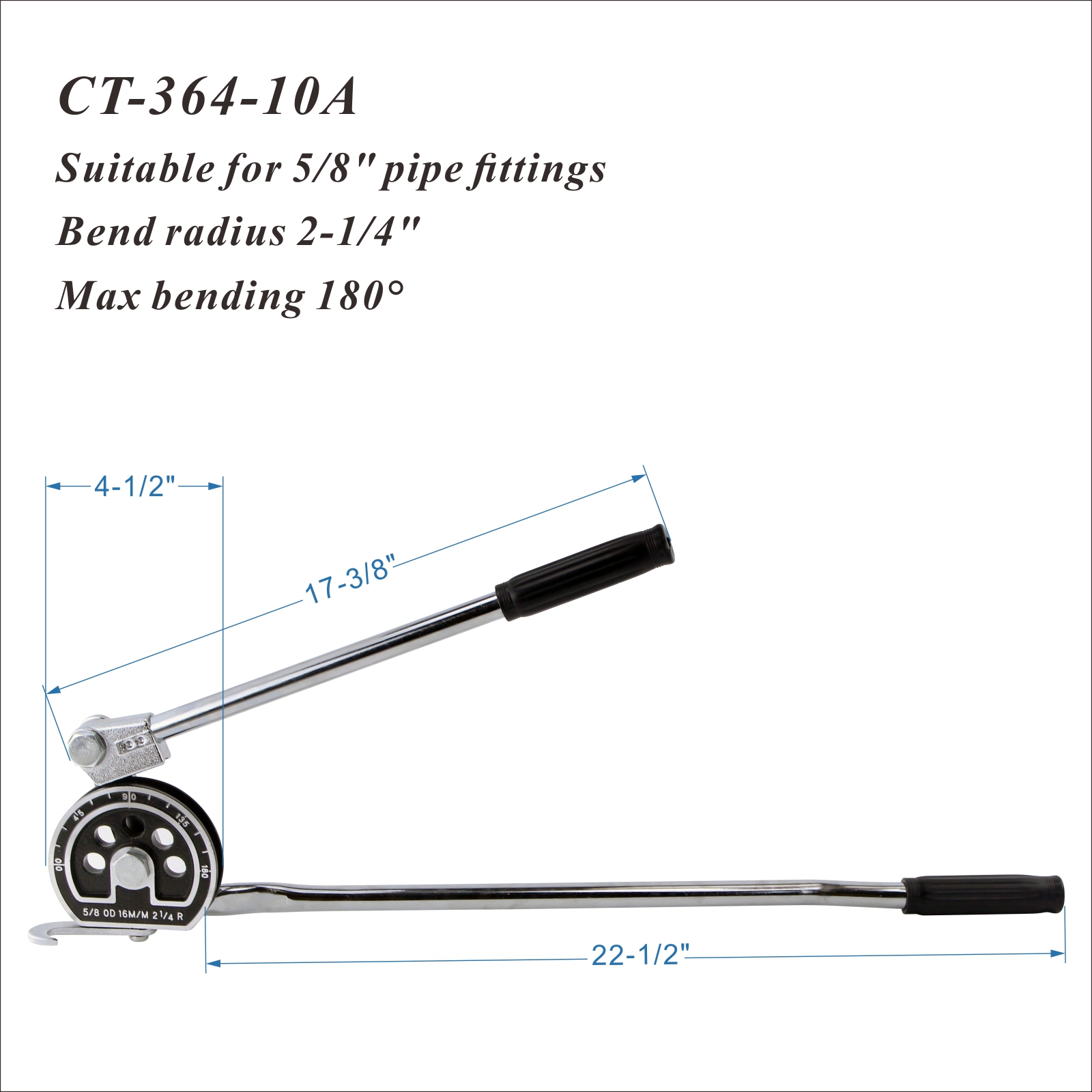 Manual Tube Bender Tool 16mm(5/8") Thickness OD Steel Tubing for HVAC Soft Copper Brass Aluminum other Soft Metals