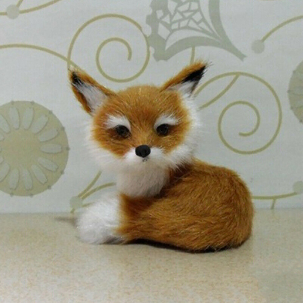 8CM 15CM Cute Simulation Fox Toy Mini Squatting Fox Model Home Decoration Wedding Birthday Gift Stuffed Plush Toys