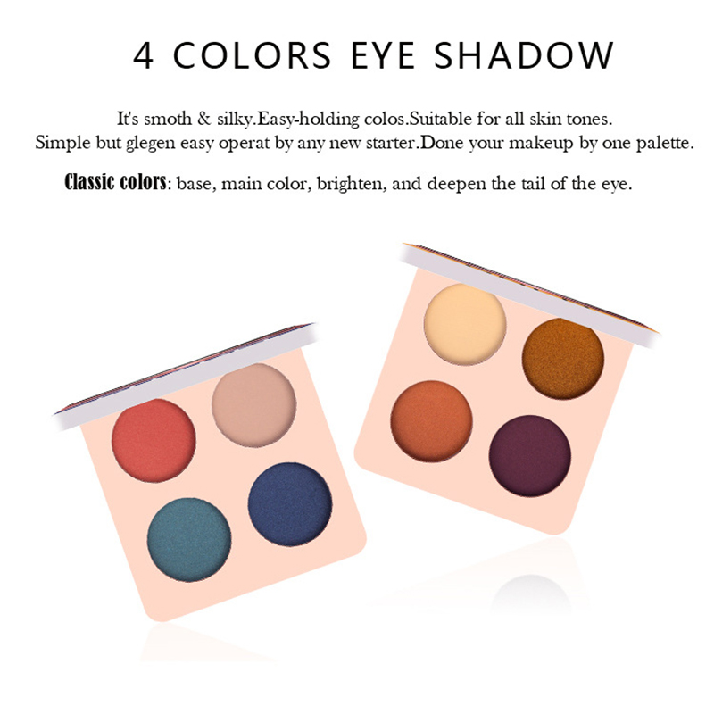 4 Colors Matte High Pigmented Eyeshadow Palette Earth Color Muti-style Eye Shadow Palette Smooth Durable Eye Makeup Powder TSLM1