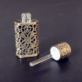 4pcs/24pcs/60pcs 3ml Antiqued Metal Perfume Bottle Empty Arab Style Alloy Hollow Out Essential Oils Bottle with Glass Dropper