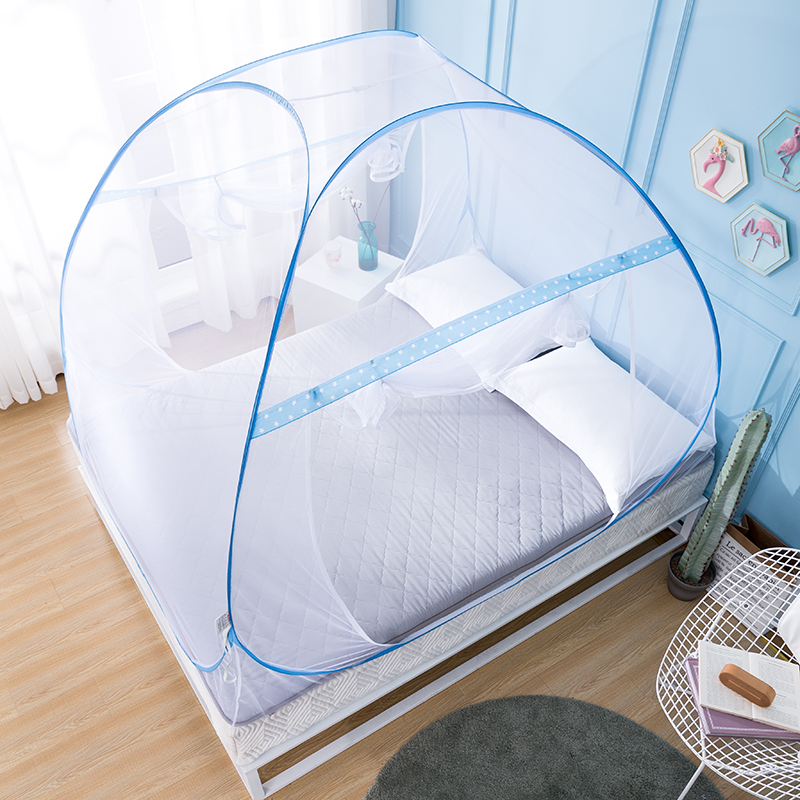 3 Sizes Bi-parting Mosquito Net For Double Bed, Folding Mongolia Bag Mosquito Mesh, Lace Insect Reject Bed Tent Canopy Netting