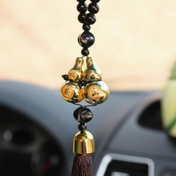 Chinese Style Ornaments Gold Plated Double Gourd Lucky Entry Car Pendant Car Interior Accessories