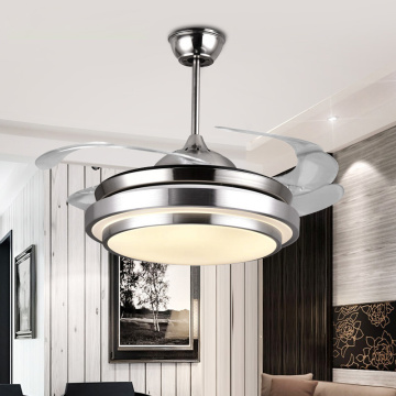 IKVVT Modern Ceiling Fan with LED Light Acrylic Blades Fan Lamp for High Ceiling Livingroom Ventilador de Teto Retratil 110/220V